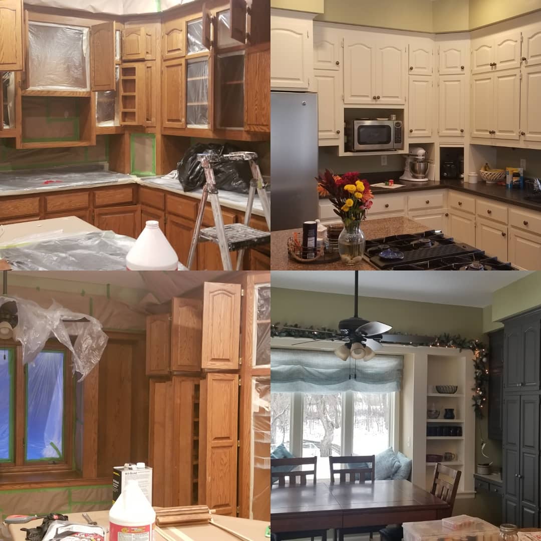 Cabinet painting before and after
